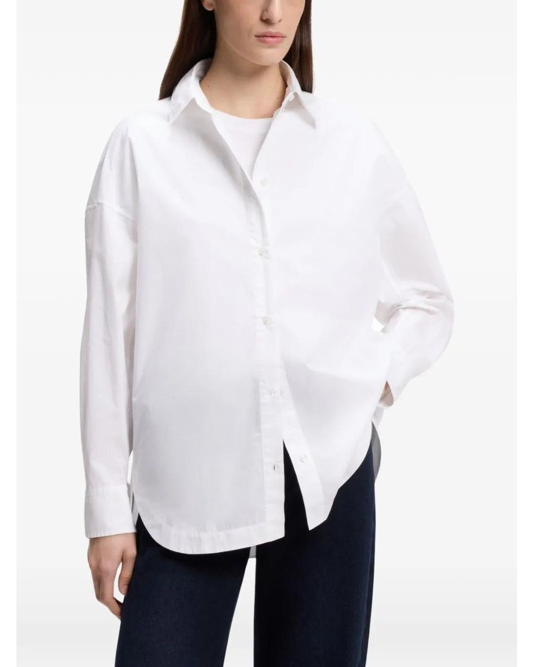 Boss White Oversized-Fit Cotton Shirt