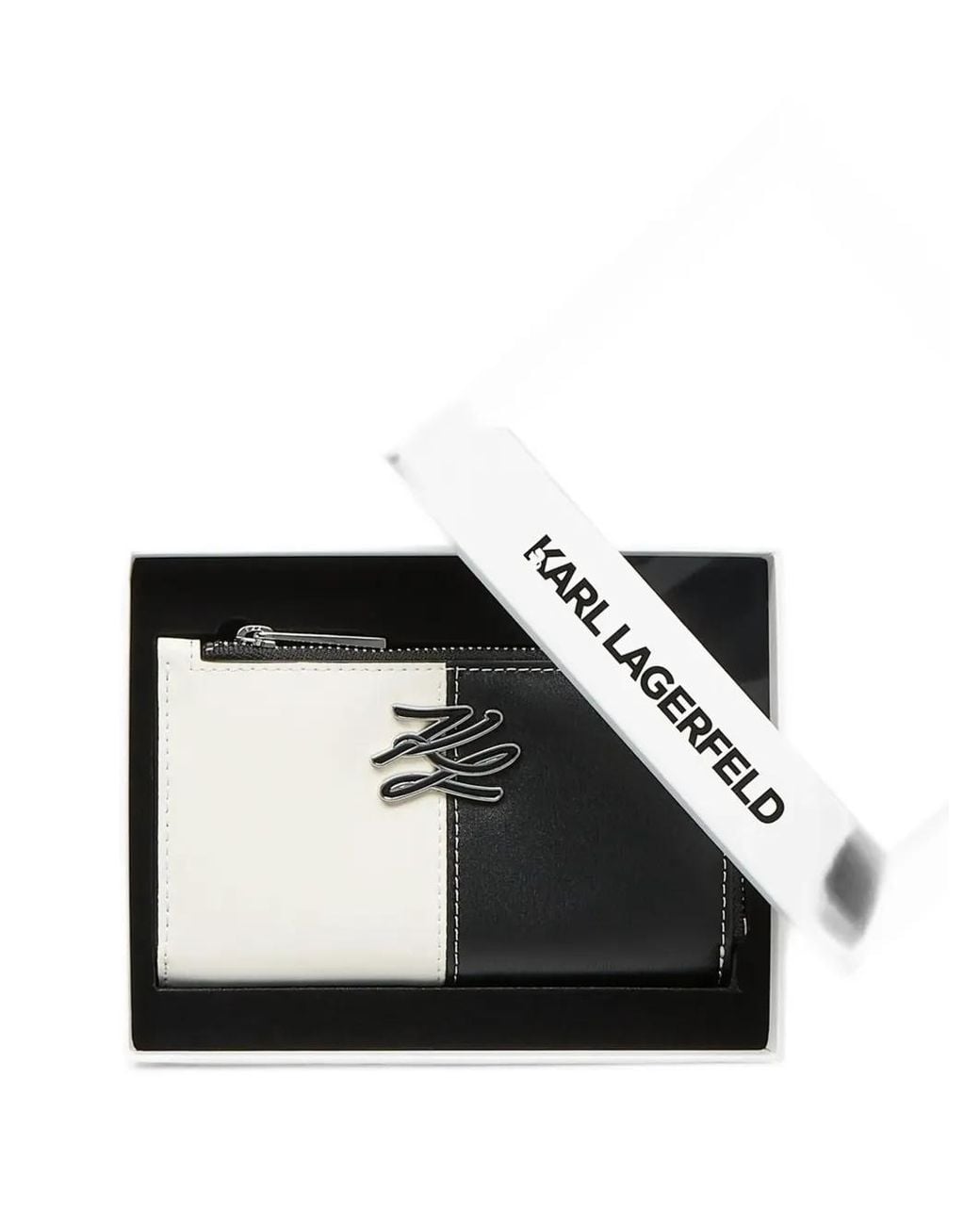 Karl Lagerfeld Black K/Autograph Curved Bi-Fold Wallet
