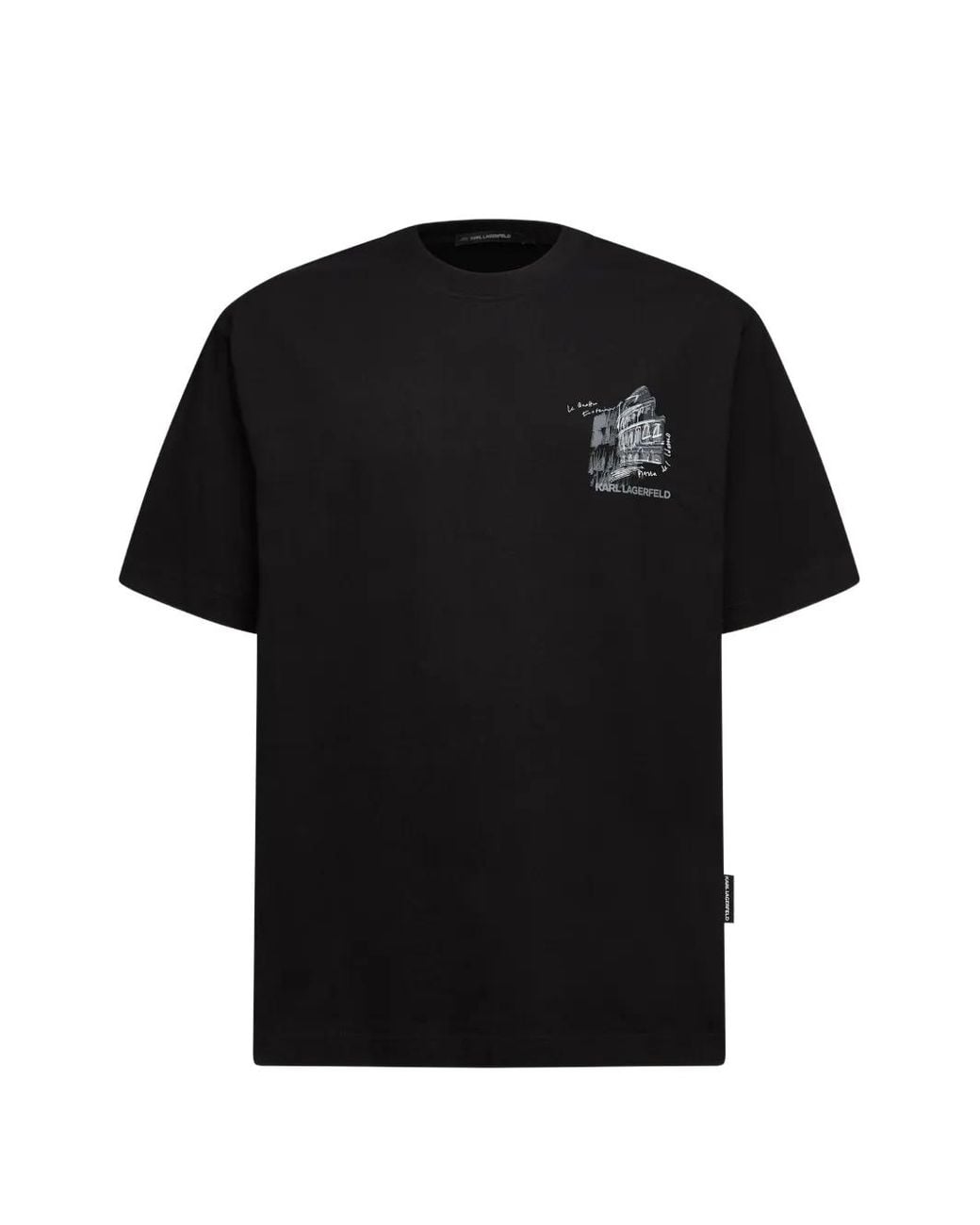 Karl Lagerfeld Black Sketches Of Rome T-Shirt for men