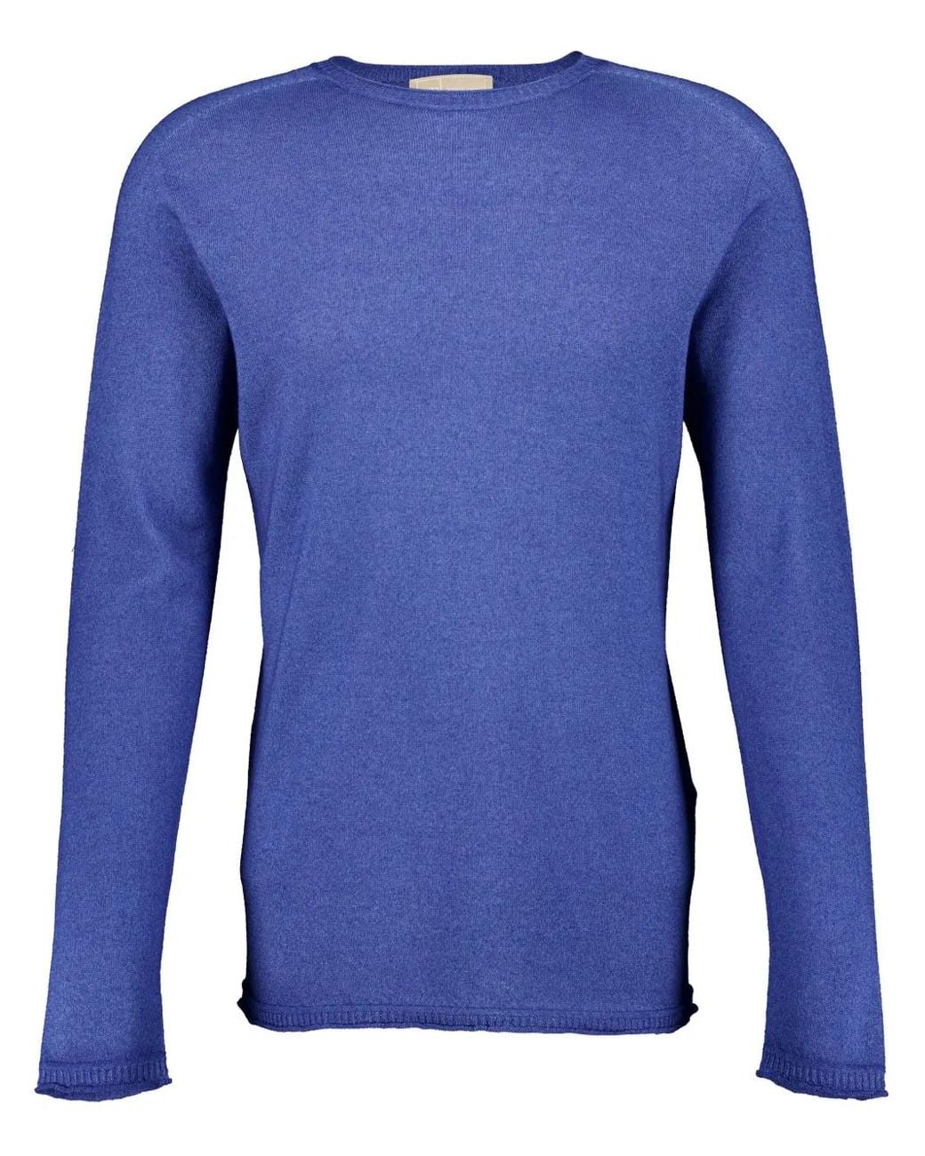 120% Lino Blue Fine-Knit Cashmere Jumper for men