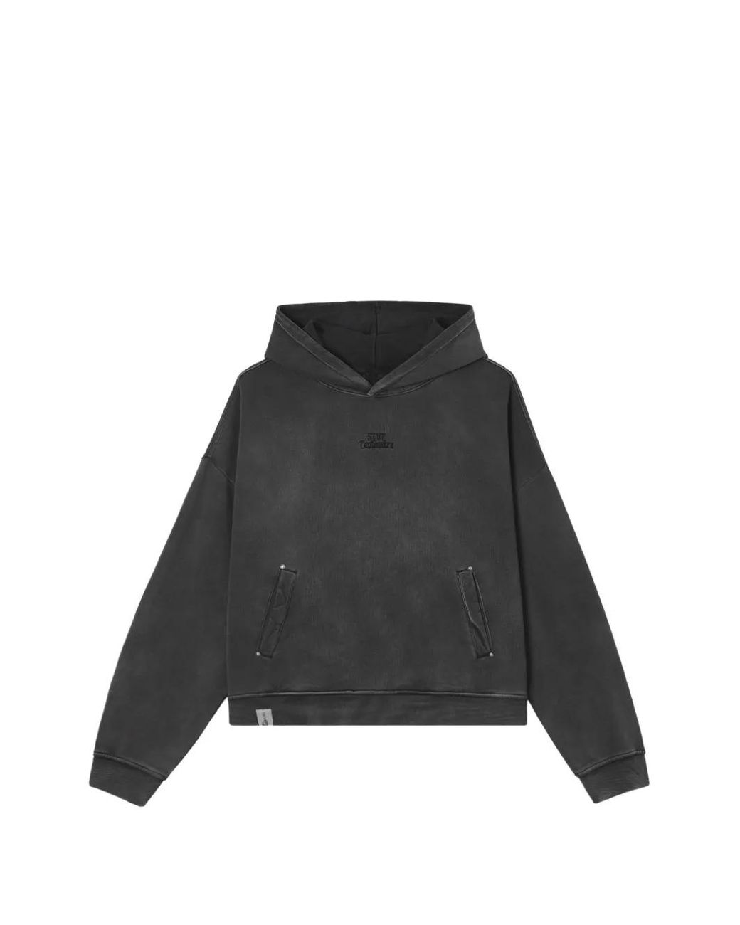 FIVE CM Black Skeleton-Embroidered Washed Hoodie for men