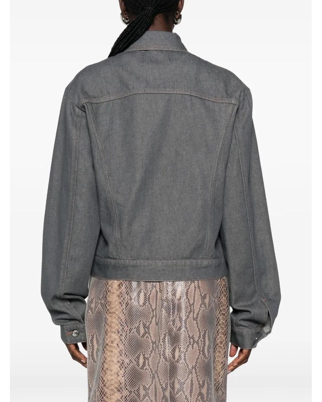Sportmax Gray Button-Up Denim Jacket