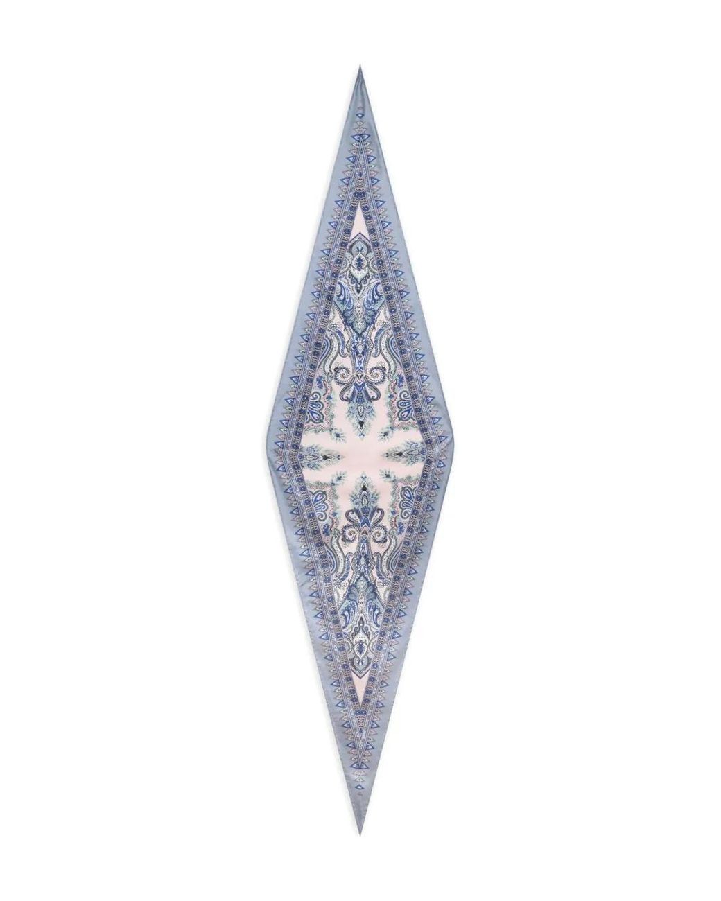 Etro Blue Silk Scarf With Floral Paisley Motif for men