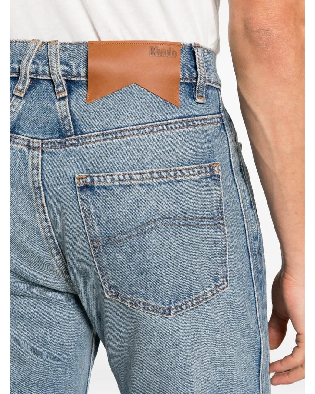 Rhude Blue Traxedo Straight-Leg Jeans for men