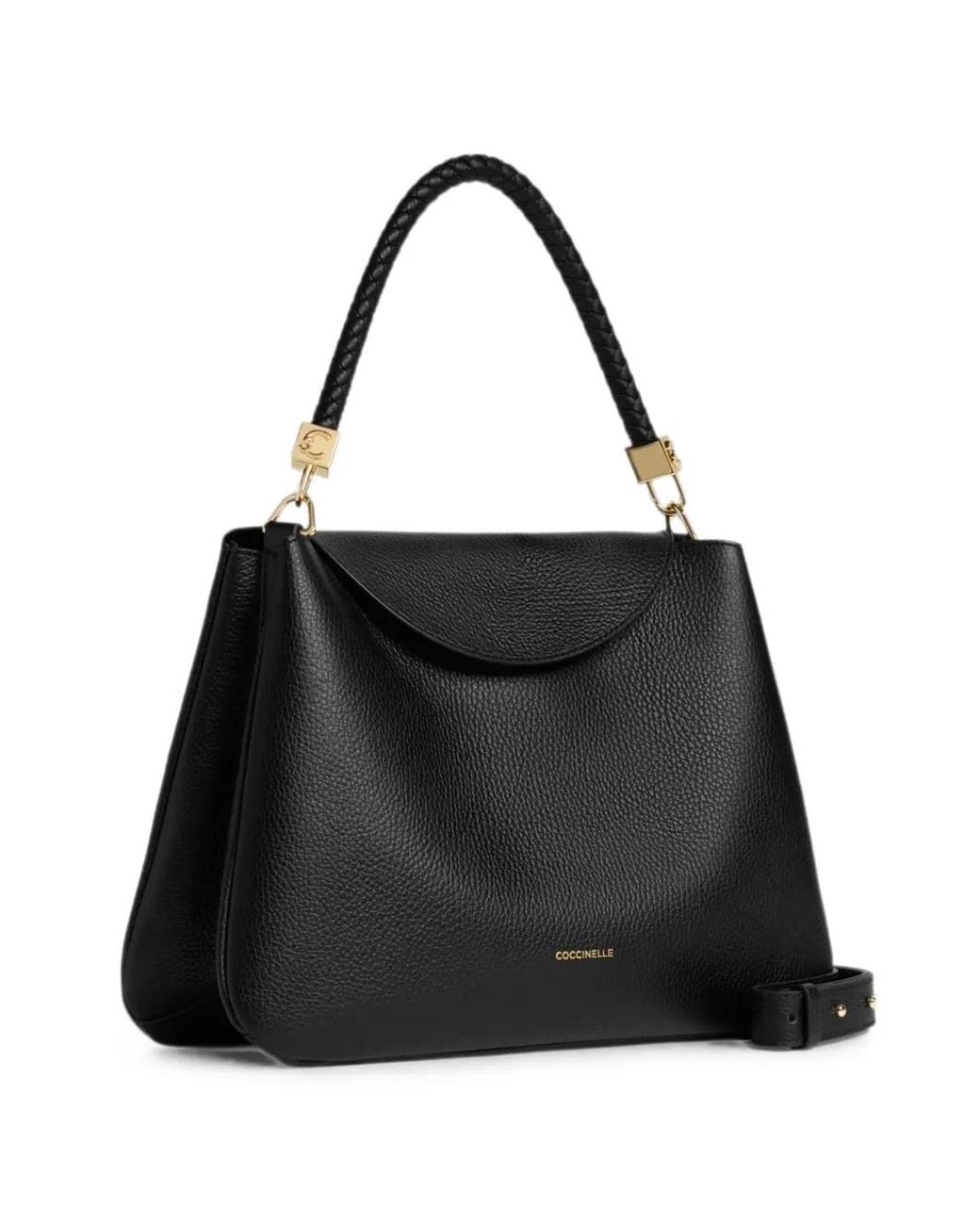 Coccinelle Black Tiggy Braided-Handle Leather Tote Bag