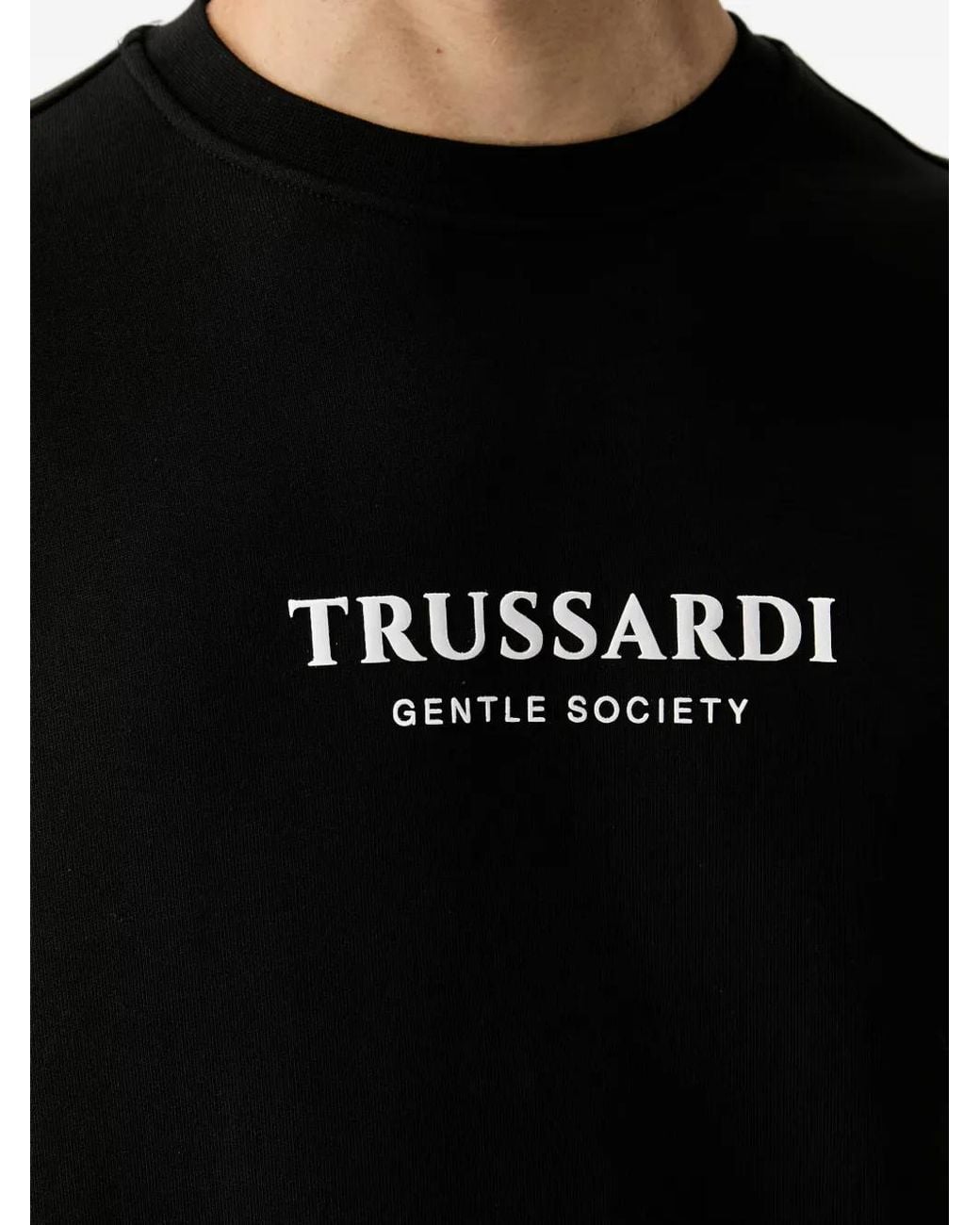 Trussardi Black Logo-Print Crew-Neck Sweater for men