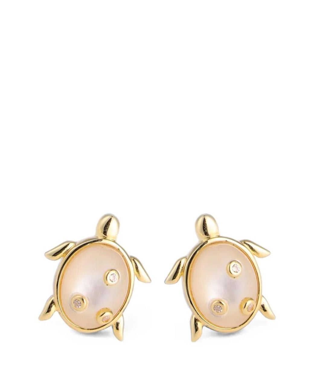 Eshvi Metallic Mop Turtle Stud Earrings
