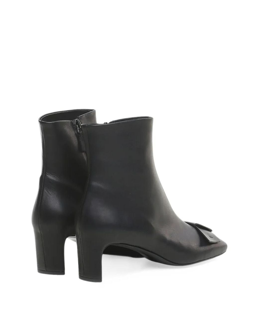 Roberto Del Carlo Black Bow-Detail Square-Toe Ankle Boots