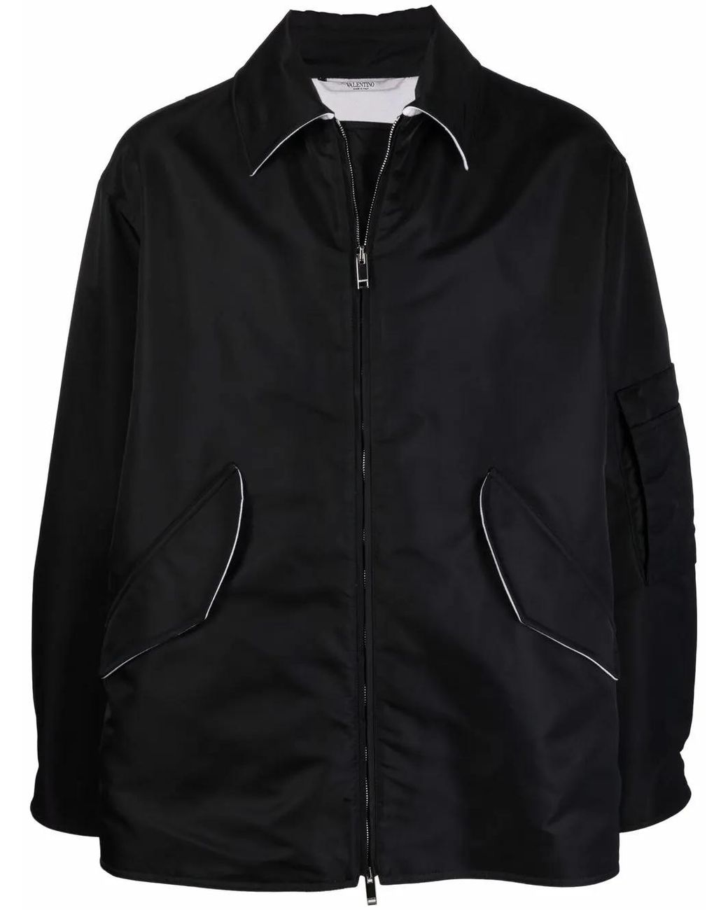 Valentino Garavani Black Zip-Up Shirt Jacket for men