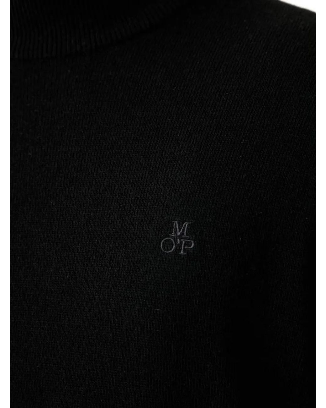 Marc O' Polo Black Logo-Embroidered High-Neck Sweater for men