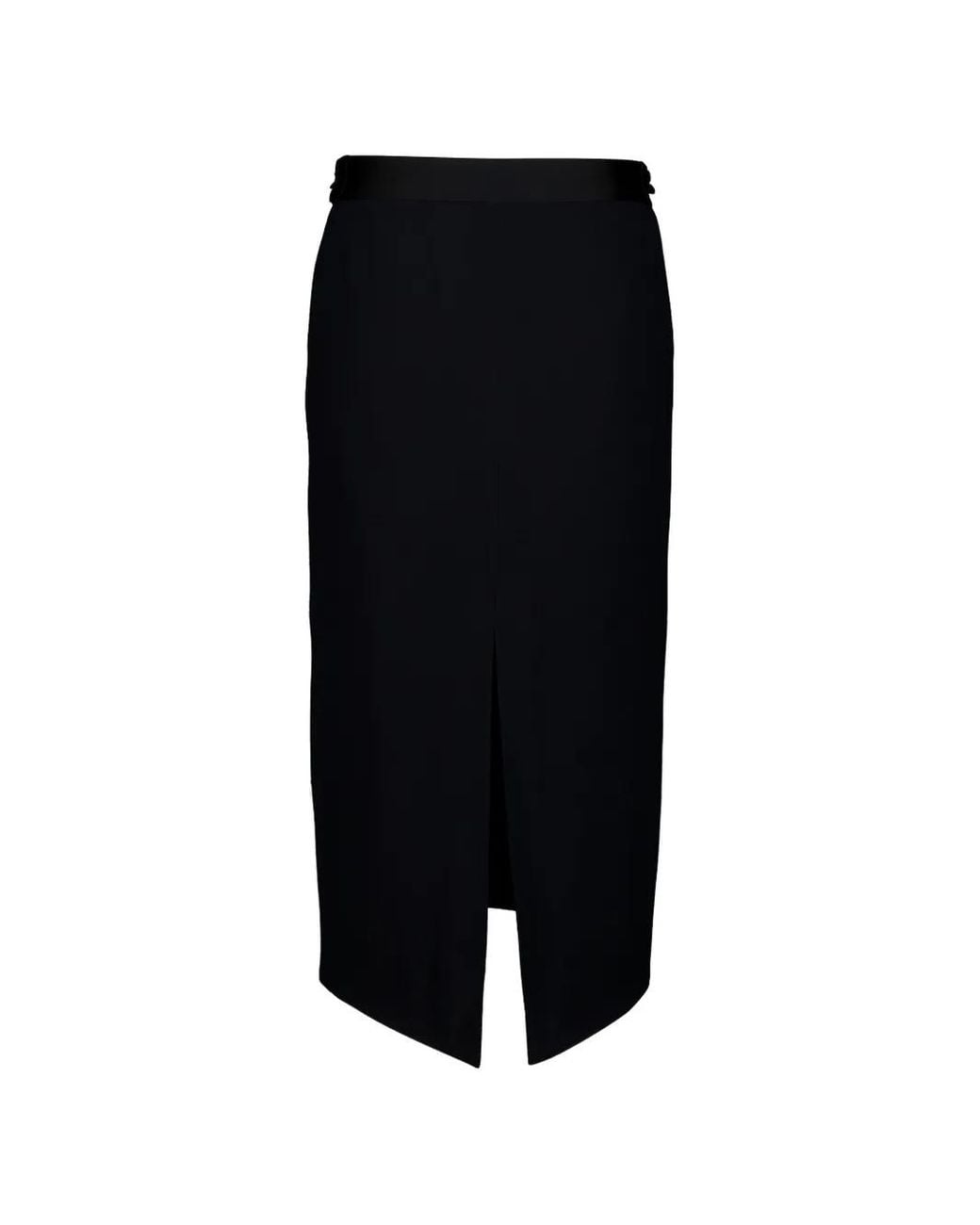 Tom Ford Black Satin Tailored Tuxedo Pencil Skirt With Button Details