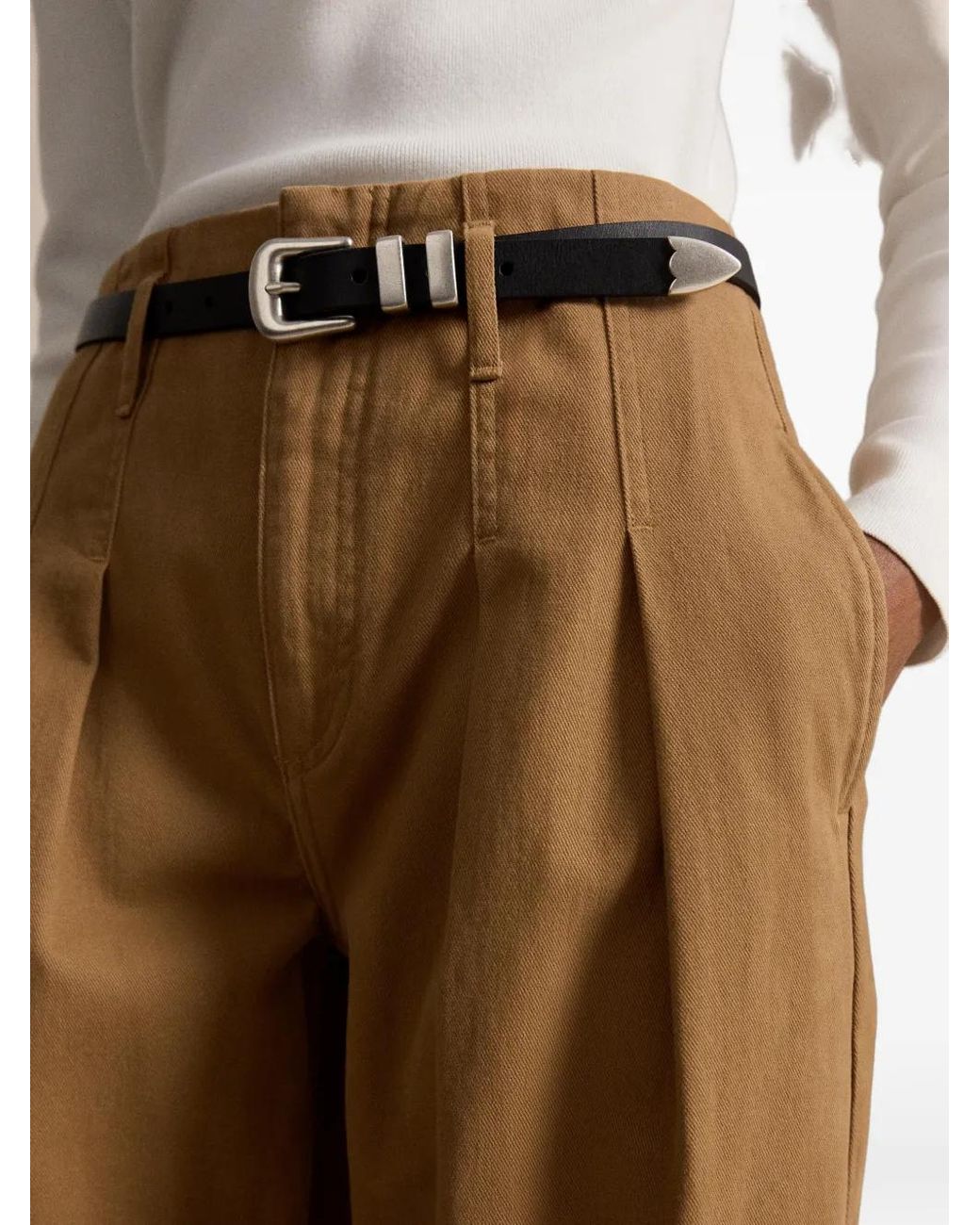 Polo Ralph Lauren Natural Pleated Wide-Leg Trousers