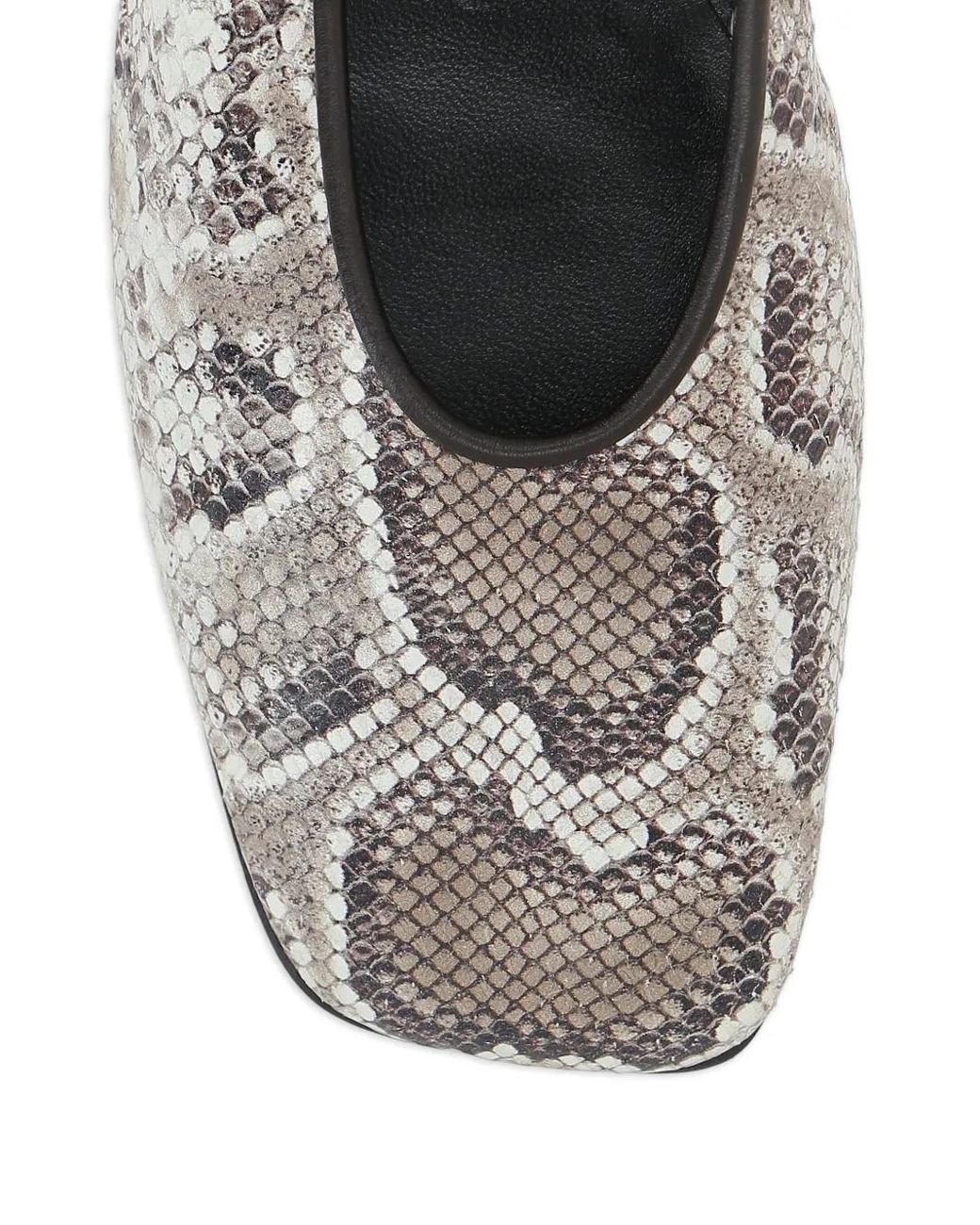 Giorgio Armani Gray Python-Print Squared Ballet Flats