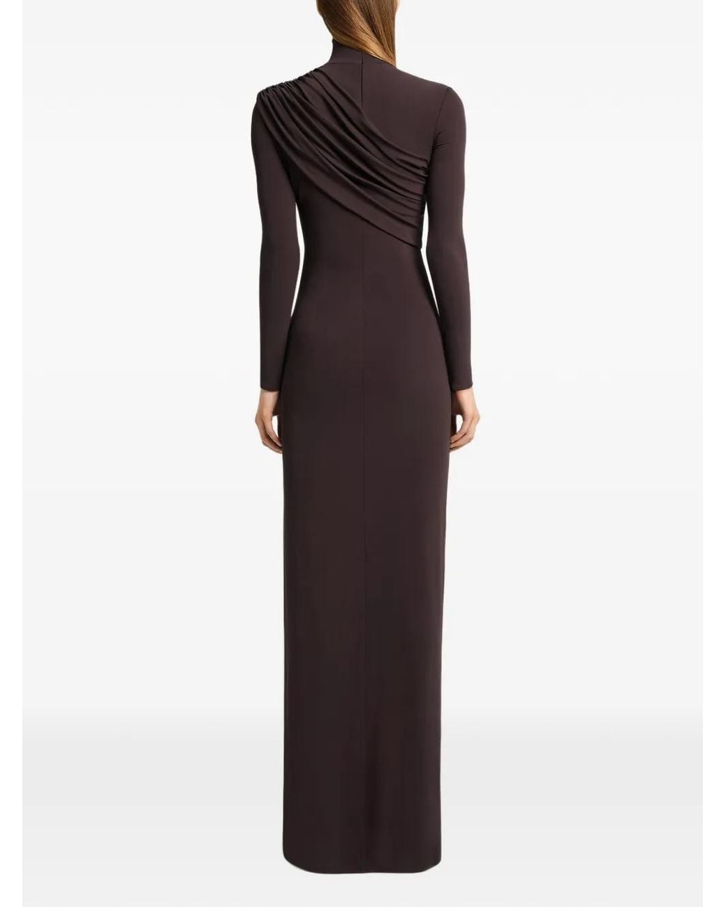 Courreges Brown Robe Longue En Jersey À Détail Torsadé