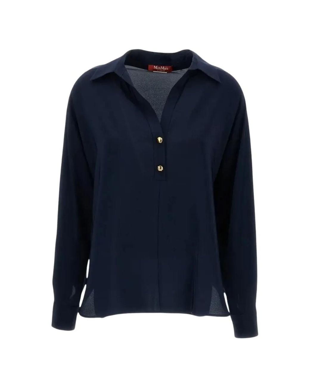 Max Mara Blue Button-Fastening Silk Polo
