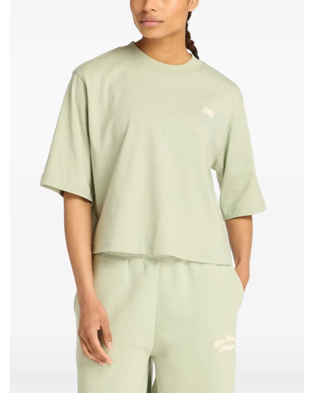 New Balance Green Logo-Detail T-Shirt