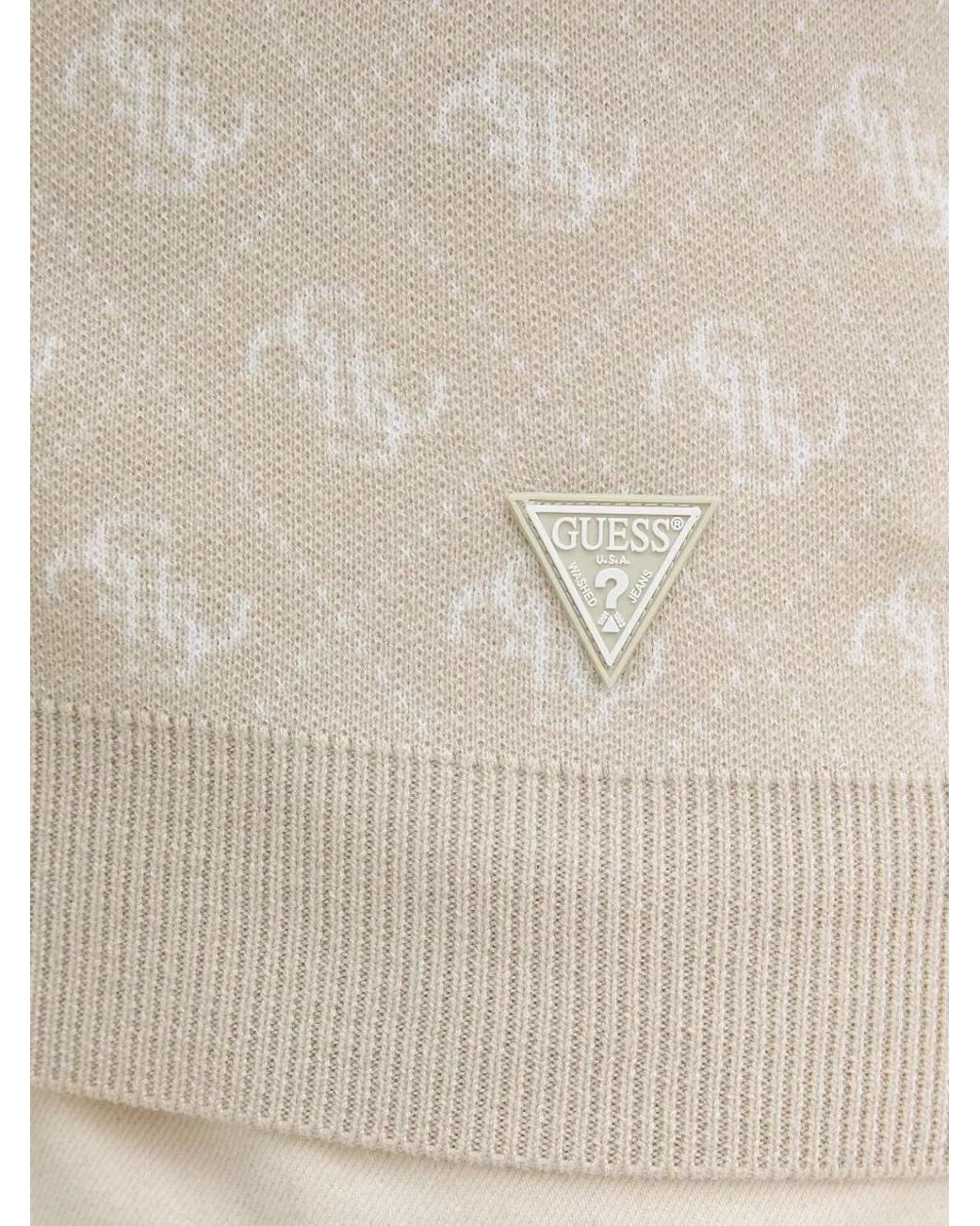 Guess White Logo-Jacquard Sweater for men