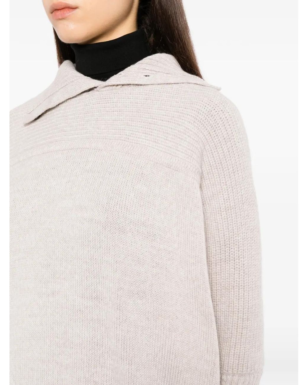 COTEMP White Button-Neck Ribbed-Knit Jumper