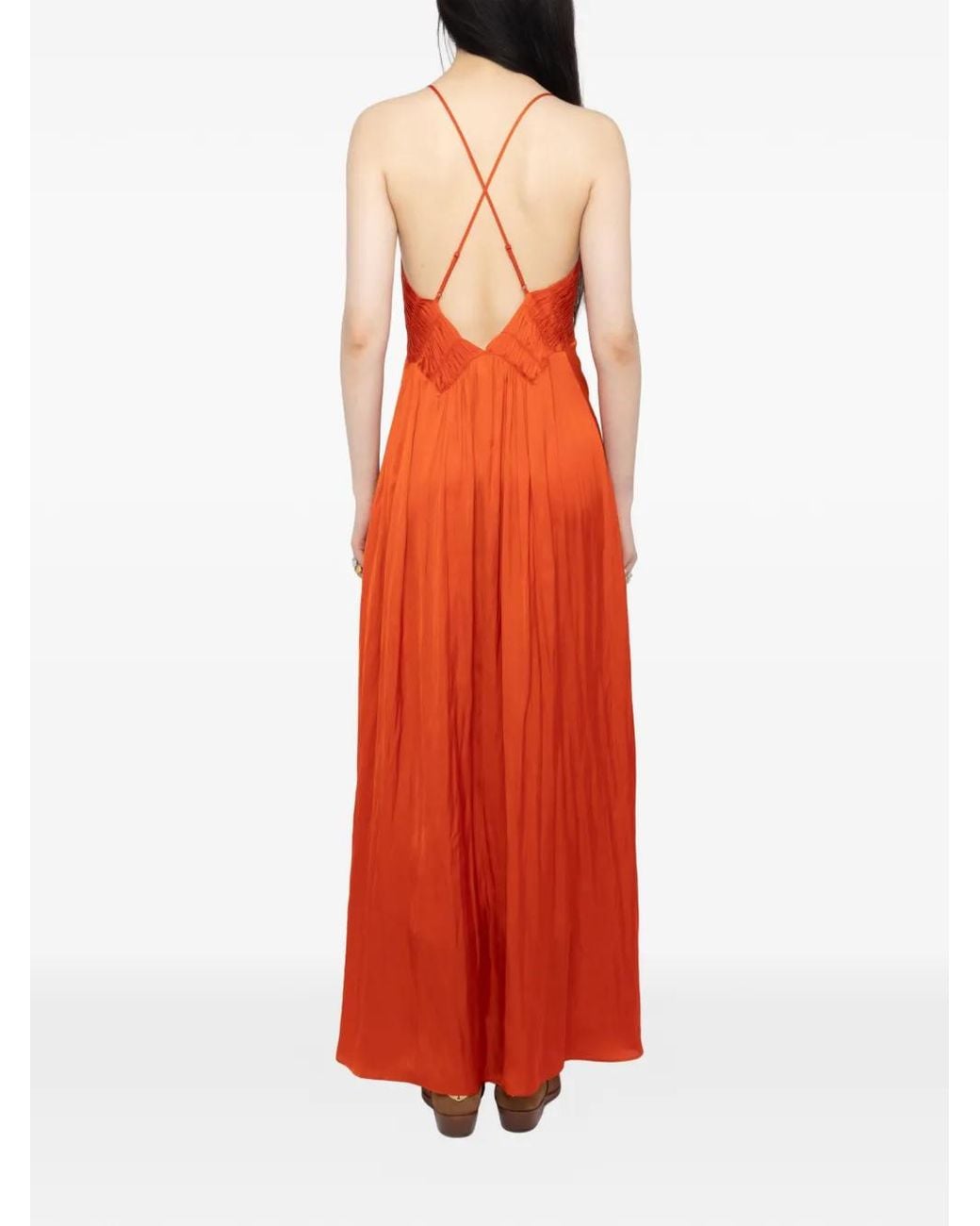 Zadig & Voltaire Red Rayonne Spaghetti-Strap Maxi Dress