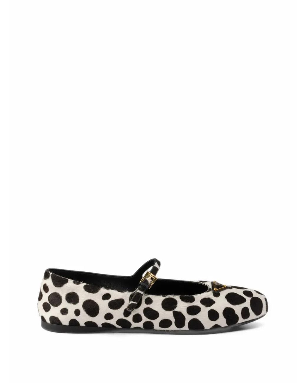 Prada White Printed Leather Ballerinas