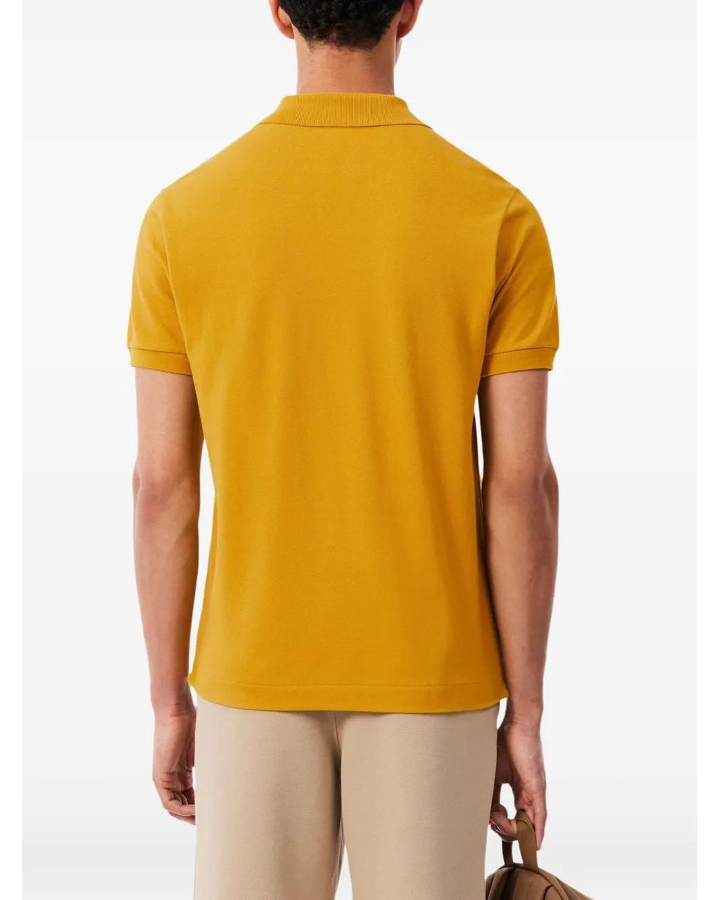 Lacoste Yellow Classic Fit Original Logo-Patch Polo Shirt for men