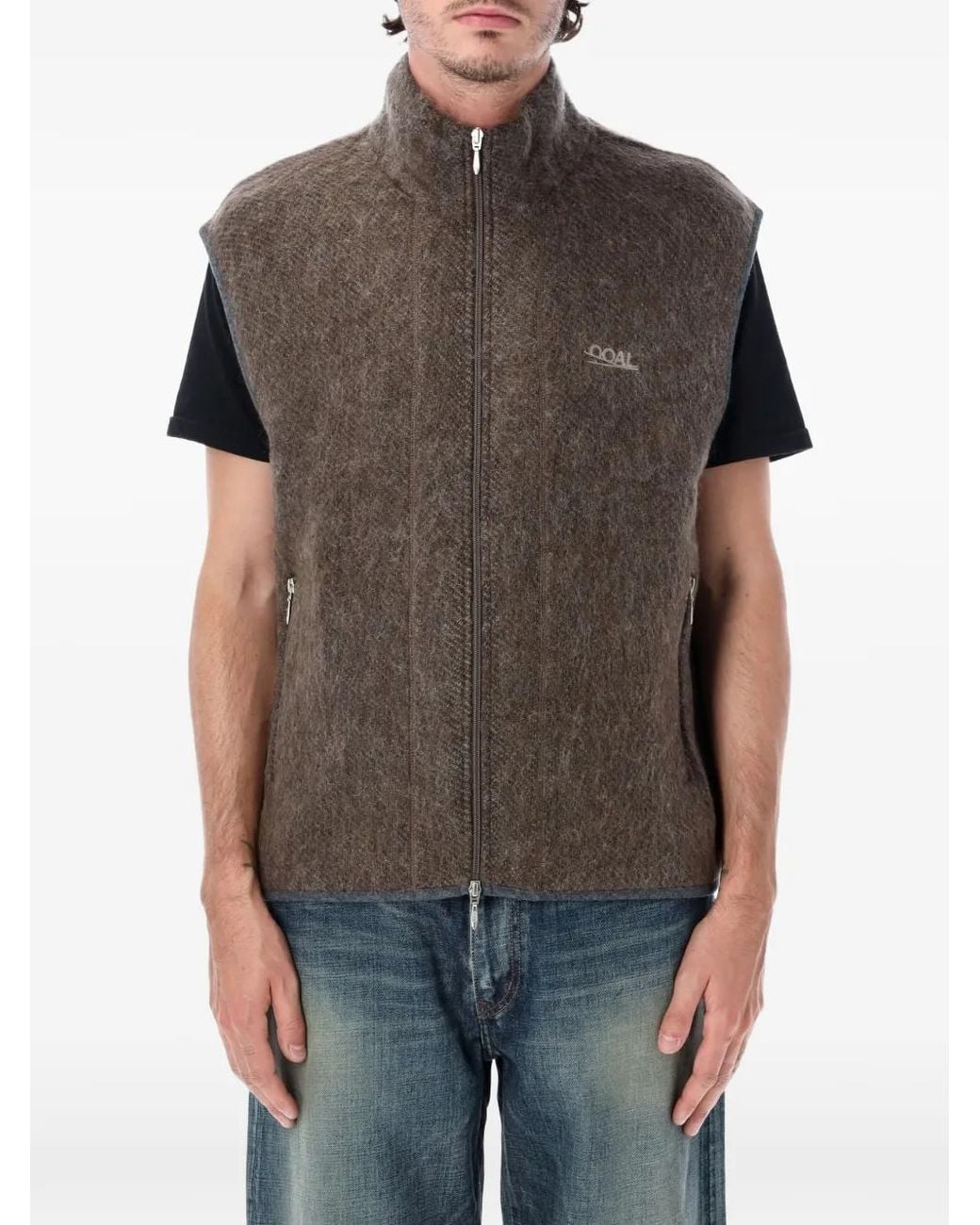 Nanamica Gray Logo-Embroidered Zip-Up Gilet for men