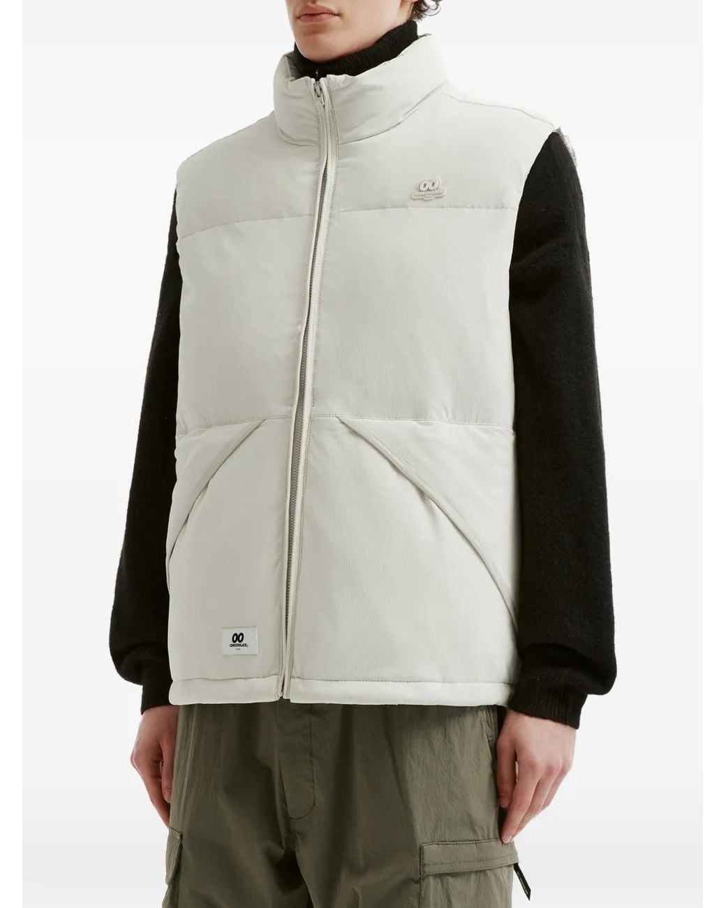 Chocoolate White Logo-Patch Padded Gilet for men