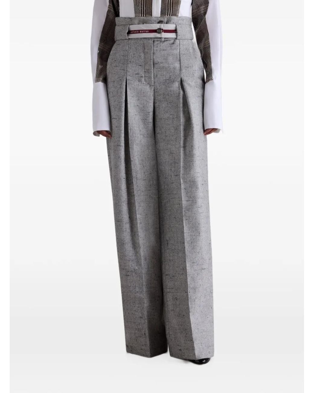 Antonio Marras Gray Bustier-Waist Wide-Leg Trousers