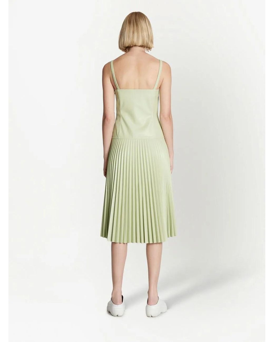 Proenza Schouler Green Faux-Leather Drop-Waist Dress