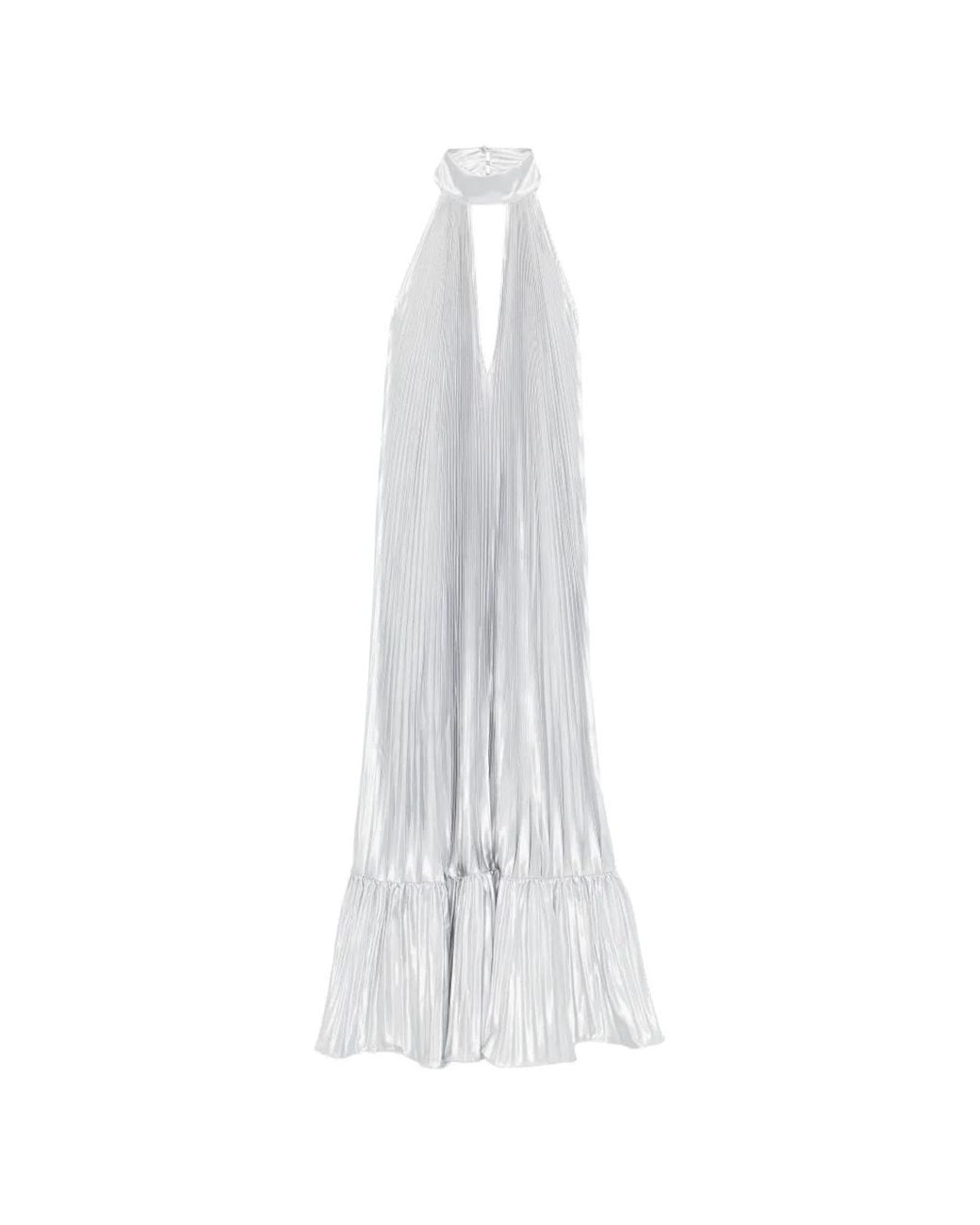 L'ide Pleated Halter Gown Dress in White | Lyst Canada