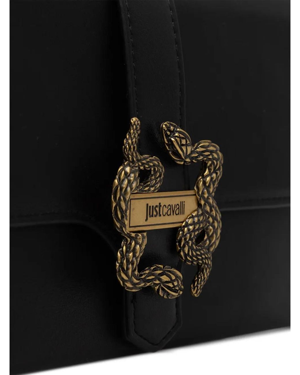 Just Cavalli Black Snake-Plaque Mini Bag