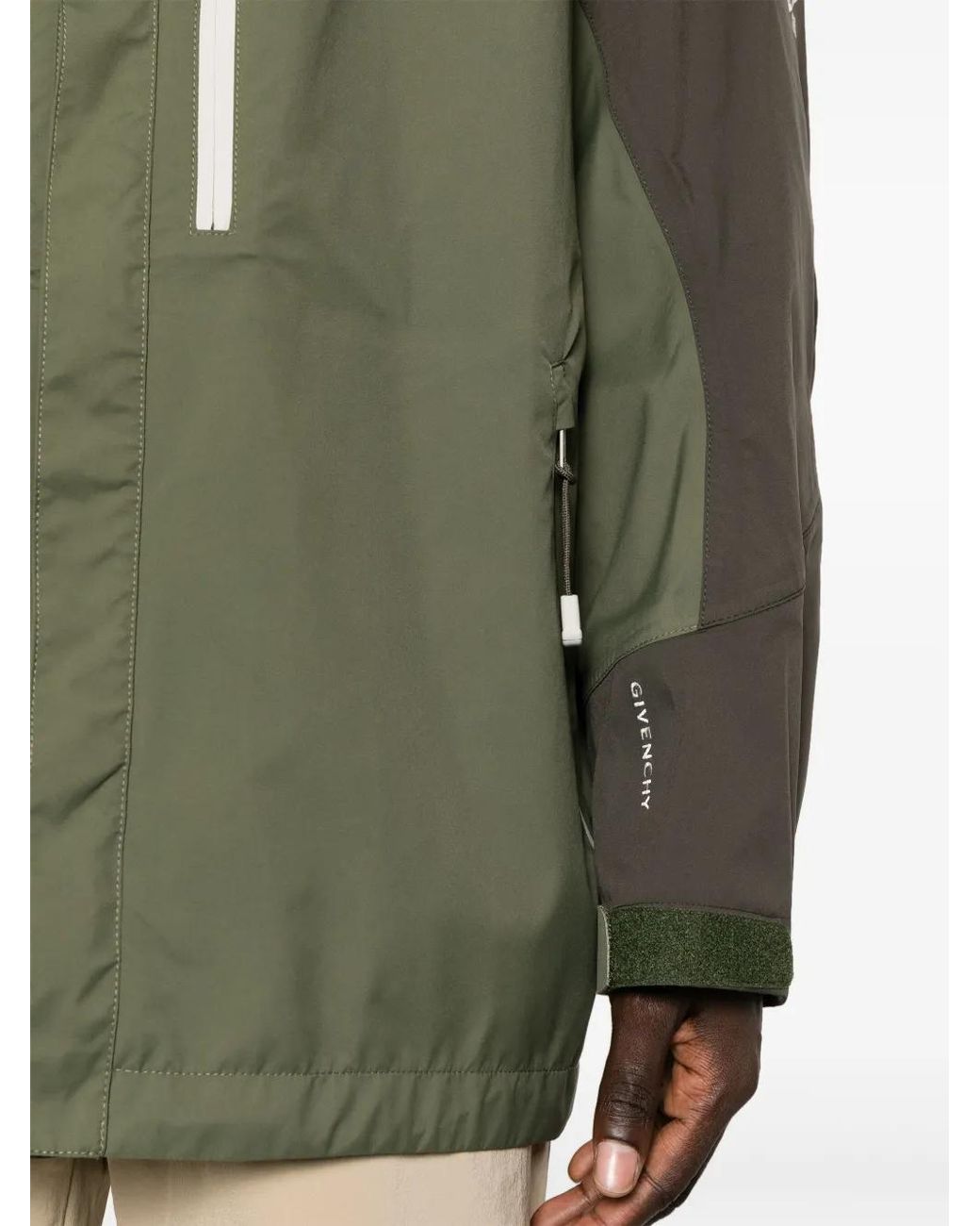 Givenchy Green Colour-Block Hooded Jacket for men