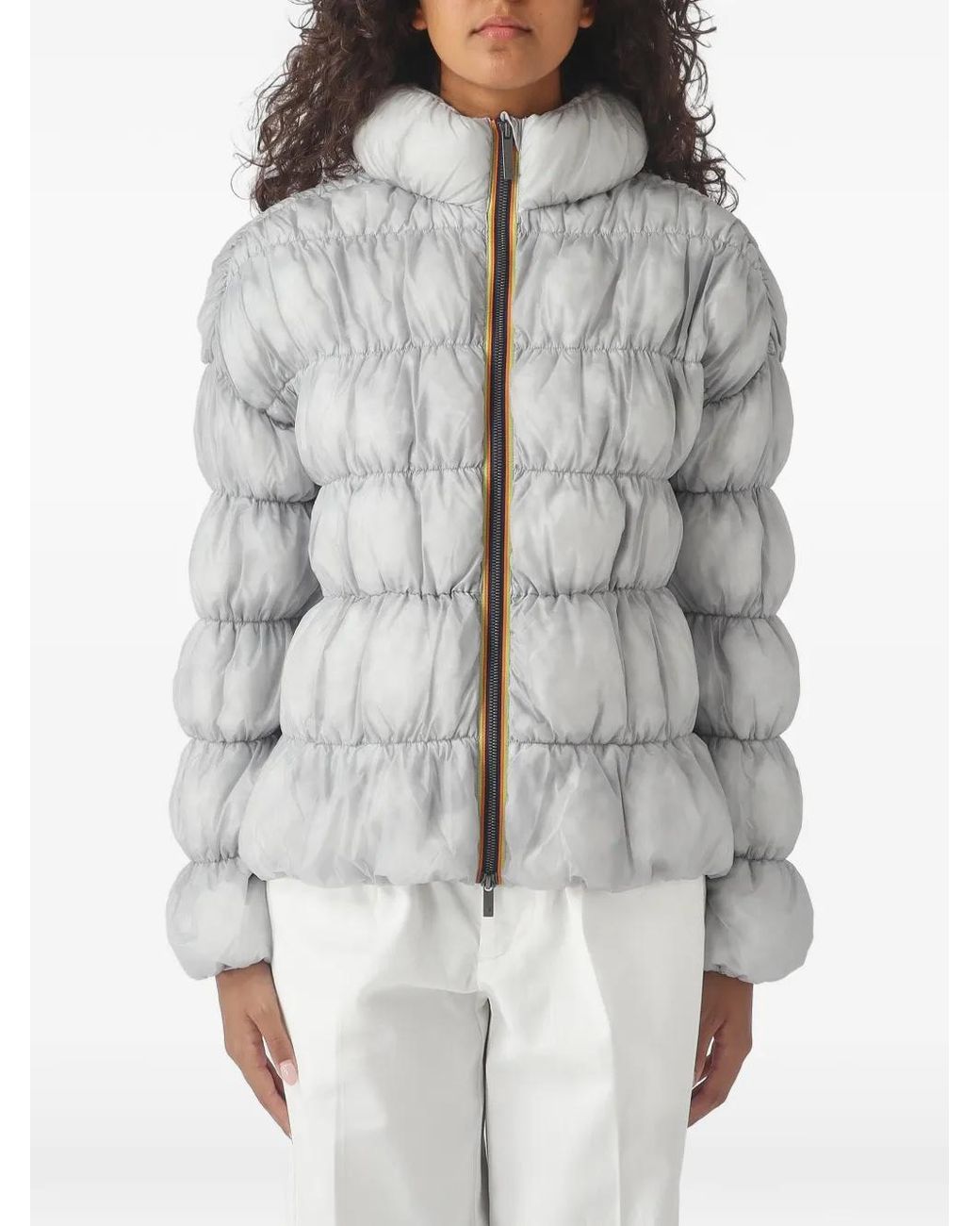 K-Way Gray Quilted Hooded Jacket