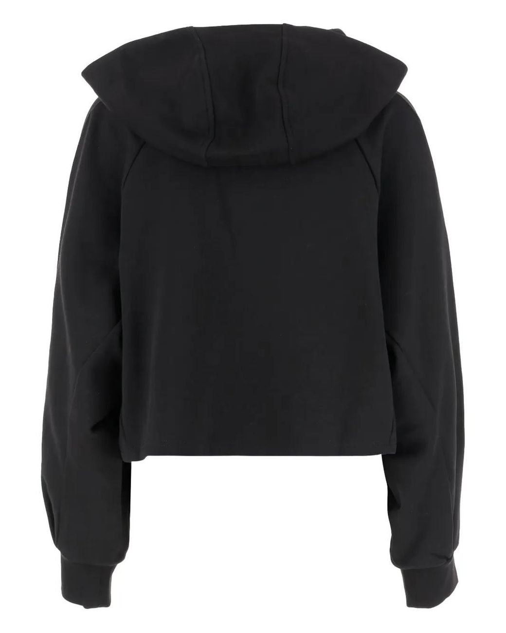 Pinko Black Cropped Sweater With Hood And Subtle Text Detail