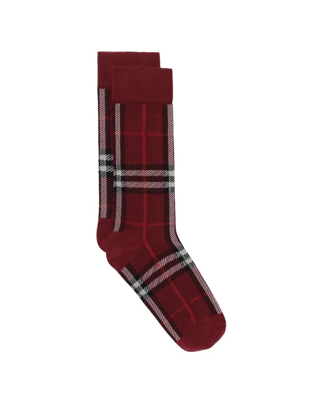 Burberry Red Check Cotton Cashmere-Blend Socks