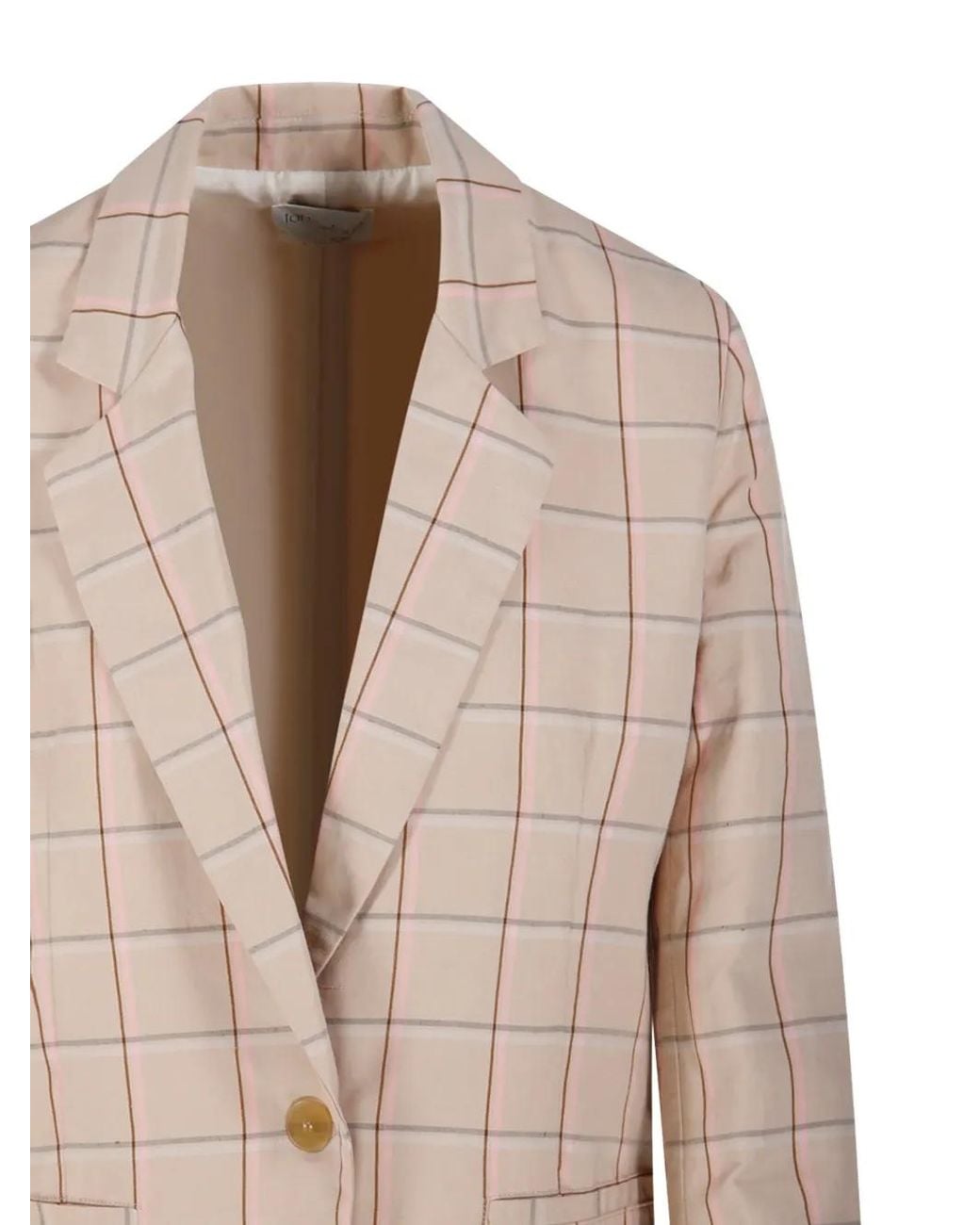 Forte_forte Natural Checked Single-Breasted Blazer