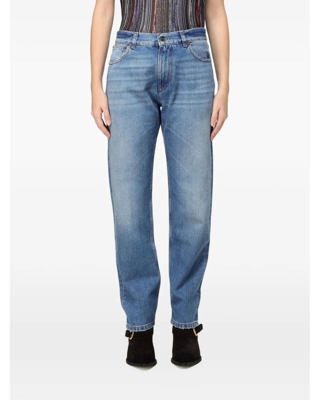 Missoni Blue Faded-Effect Straight-Leg Jeans