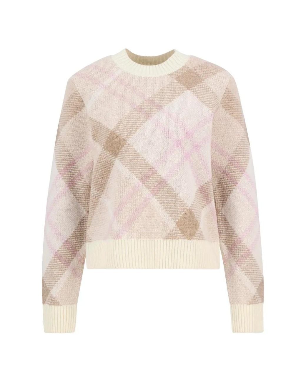 Barbour White Sara Knitted Check Jumper