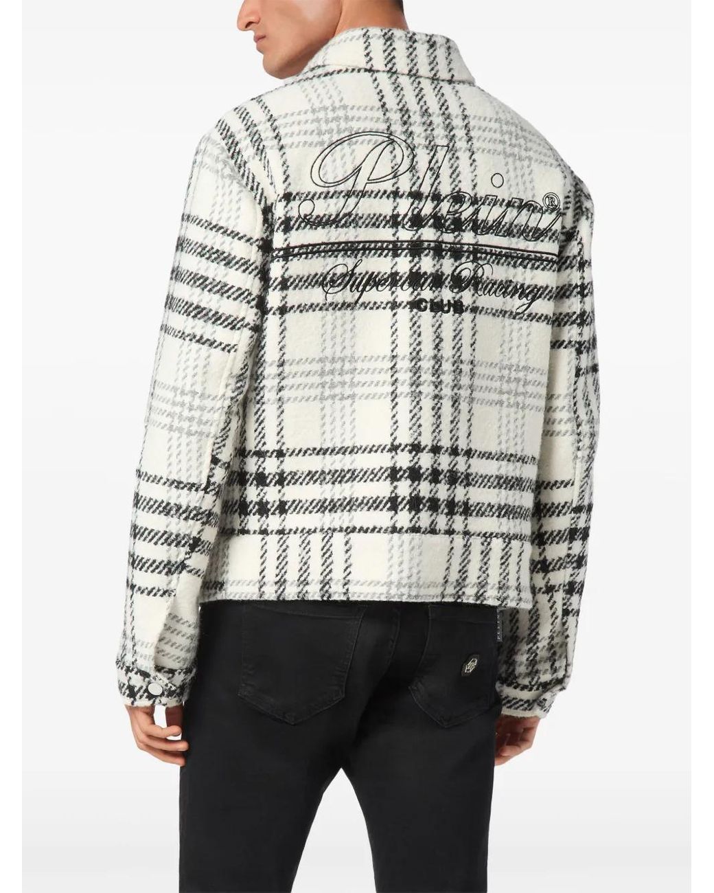 Philipp Plein Gray Checked Jacket for men