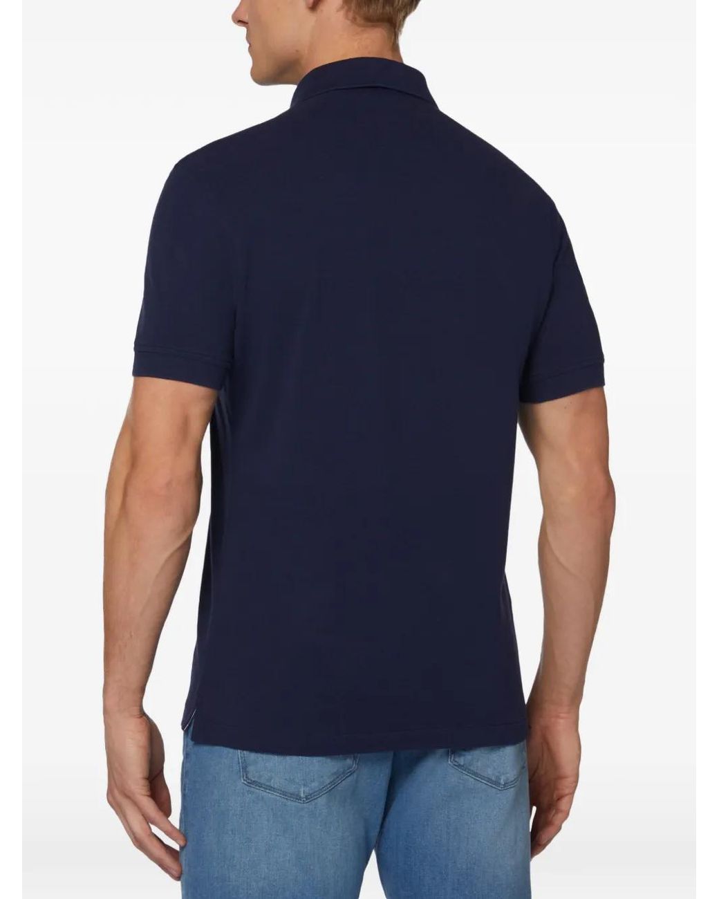 BOGGI Piqué Button Polo Shirt in Blue for Men | Lyst UK