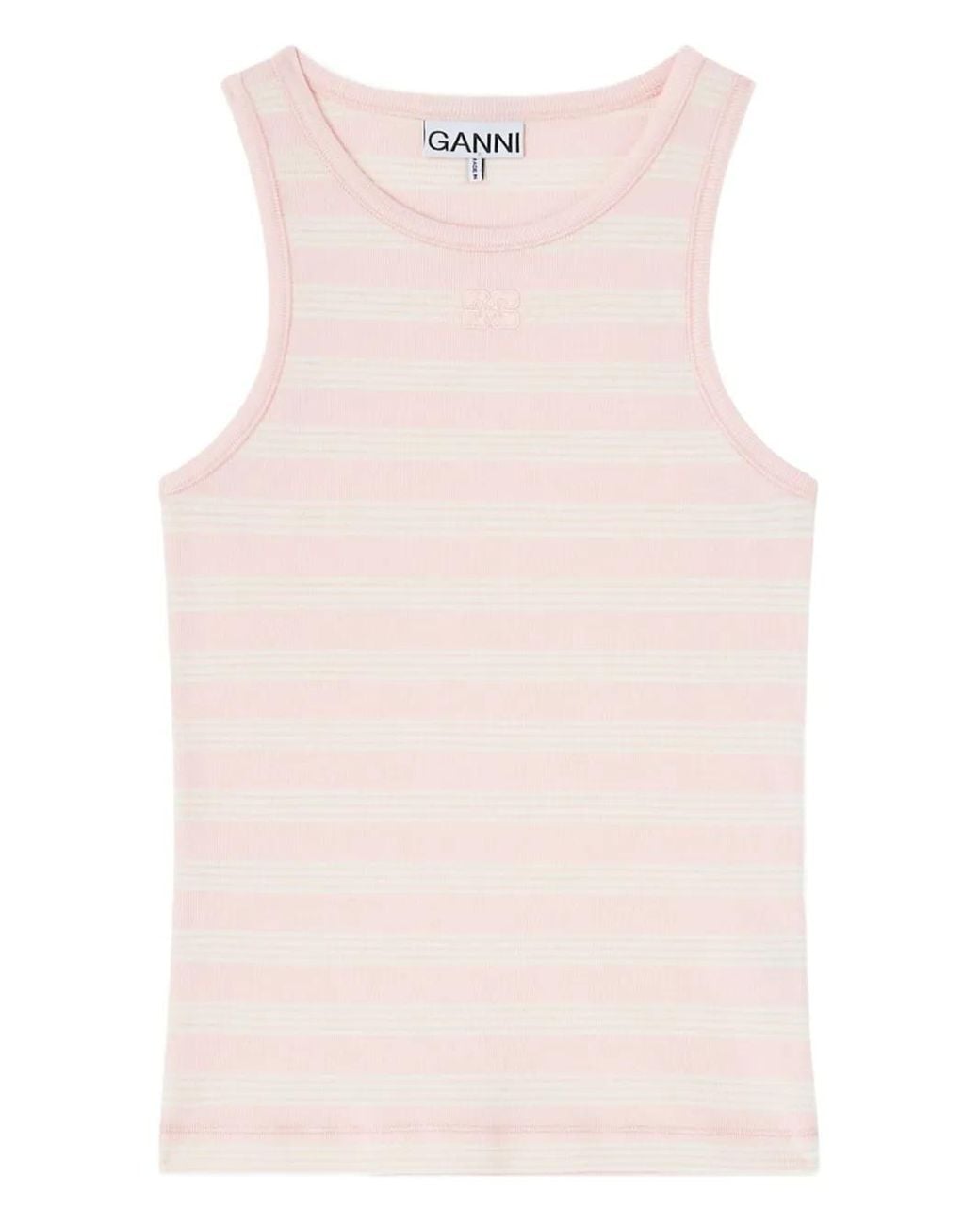 Ganni Pink Tank Top Natural Stripes