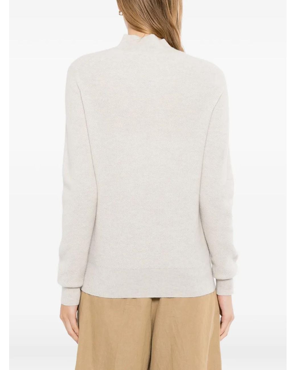 N.Peal Cashmere White Honeycomb-Knit Cashmere Sweater
