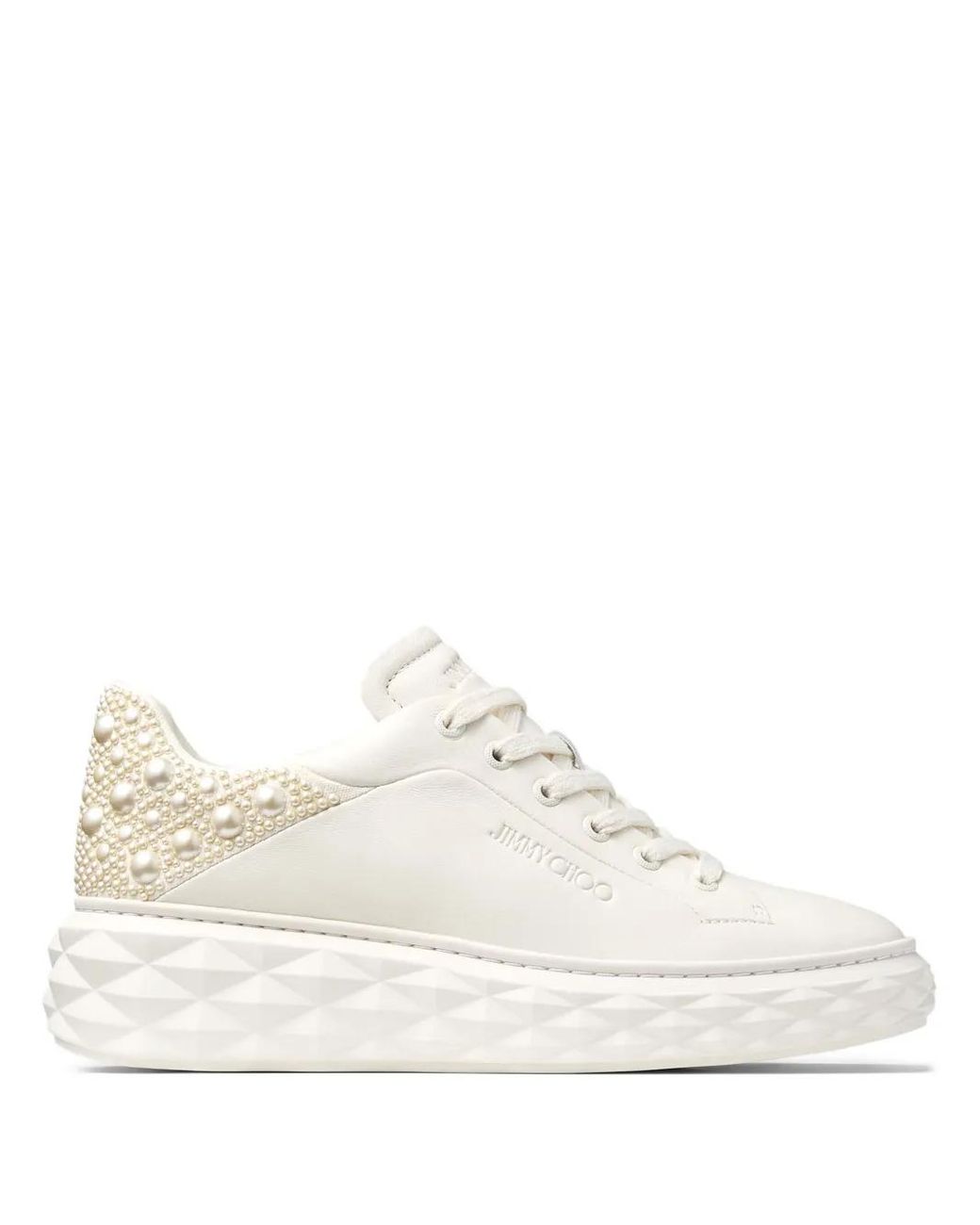 Jimmy Choo White Diamond Maxi Low-Top Sneakers