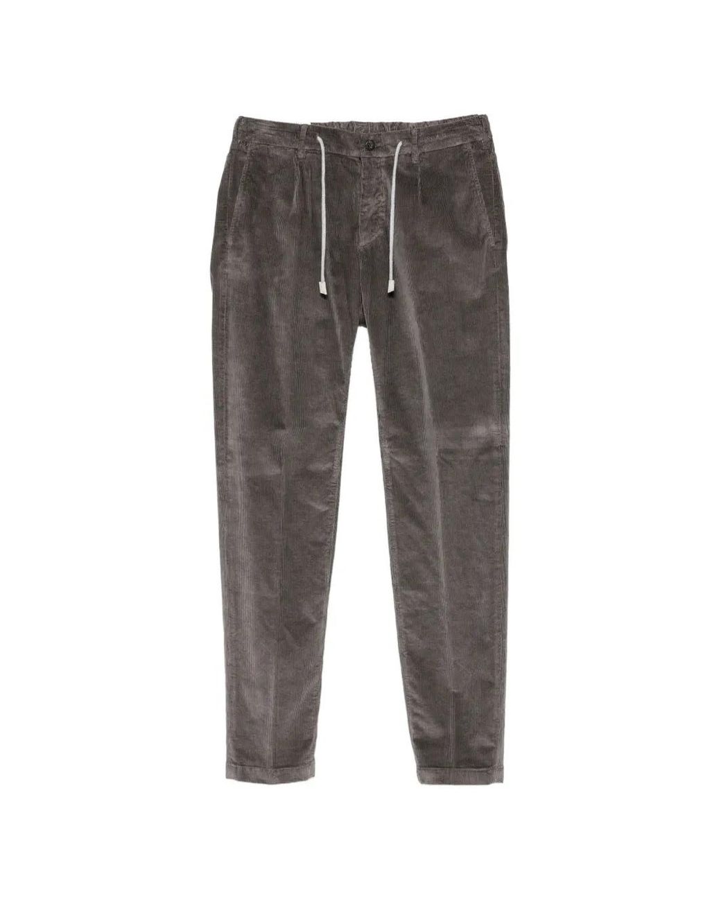 Eleventy Gray Corduroy Drawstring Trousers for men