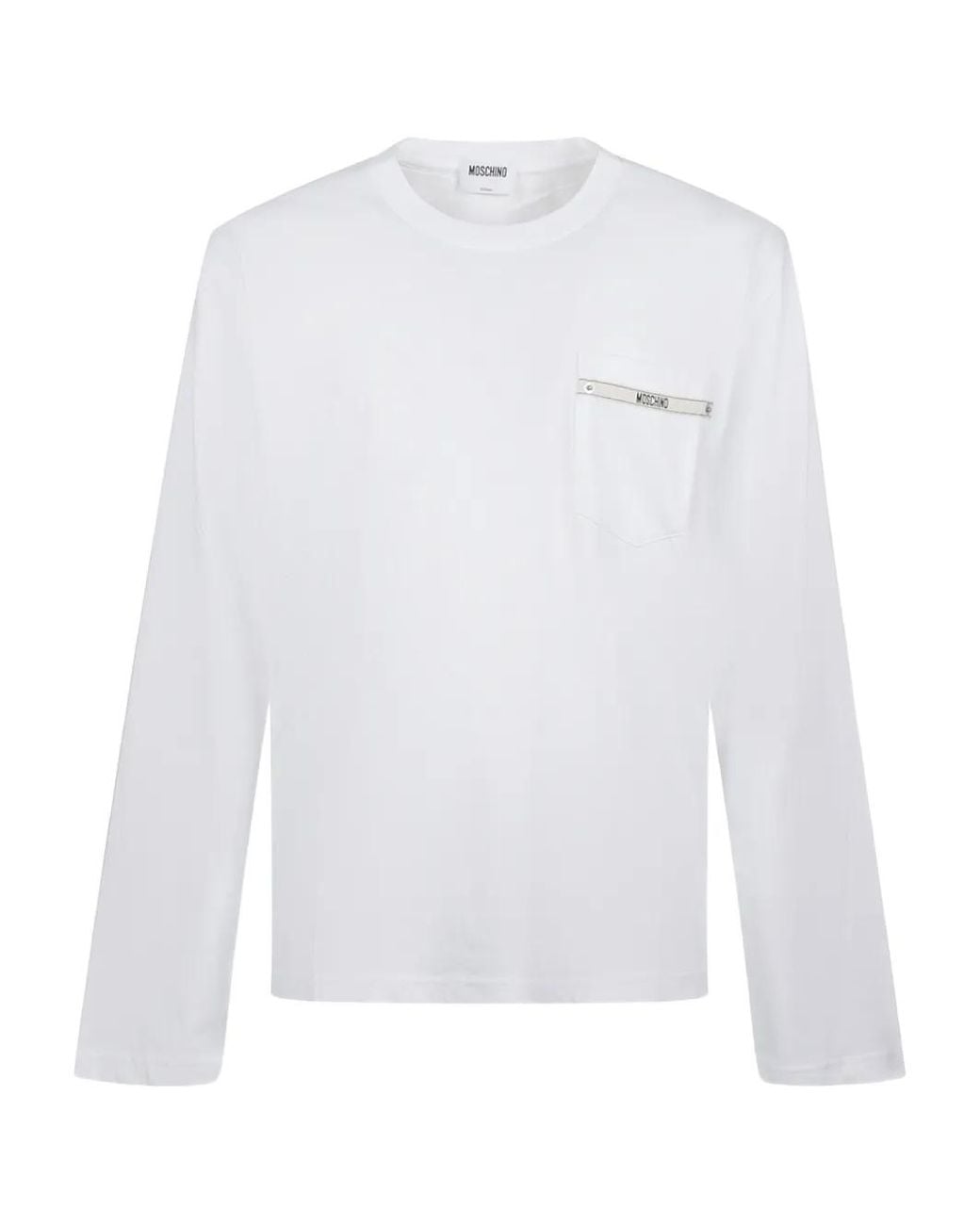 Moschino White Pocket Long-Sleeve T-Shirt for men