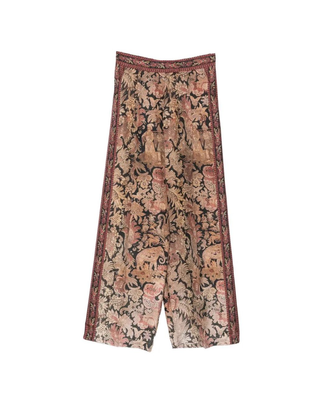 Pierre Louis Mascia Brown Floral-Print Trousers