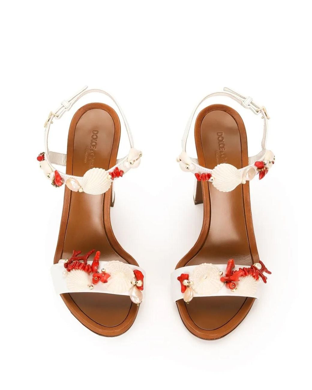 Dolce & Gabbana White Keira Coral Embroidered Sandals