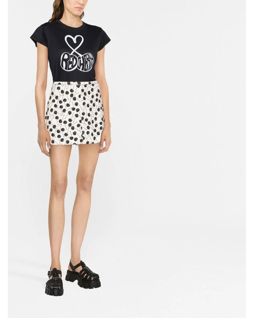 RED Valentino White Cherry-Print Mini Skort