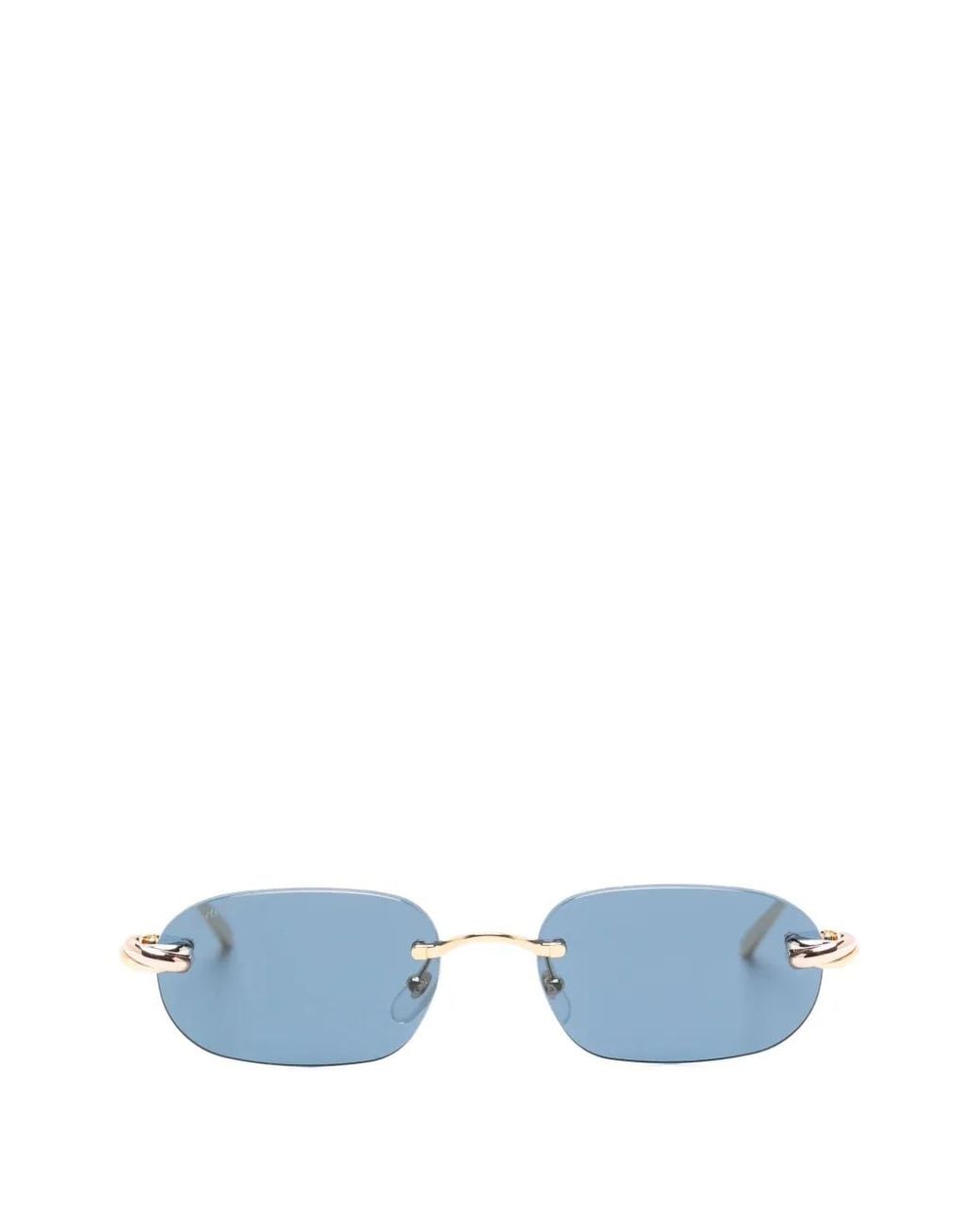 Cartier Blue Rimless Rectangle-Frame Sunglasses