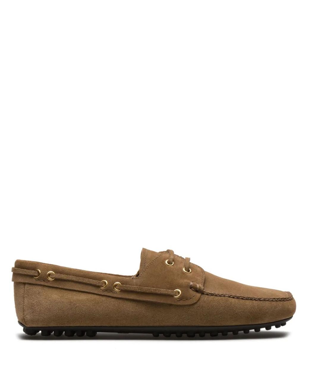 Car Shoe Brown Lace-Up Suede Loafers for men